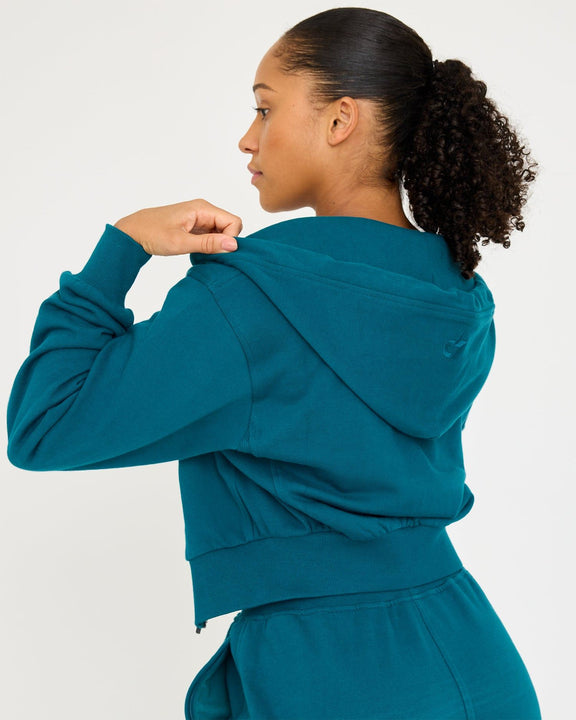 Core Klassieke Cropped Zip Hoodie - hover image
