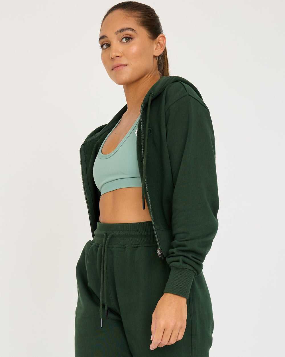 Core Classic Cropped Hoodie med dragkedja